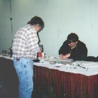 Scorekeeper hard at work making sure everything runs smoothly, 2001 tournament